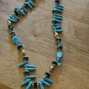 Turquoise and Gold Beaded Necklace